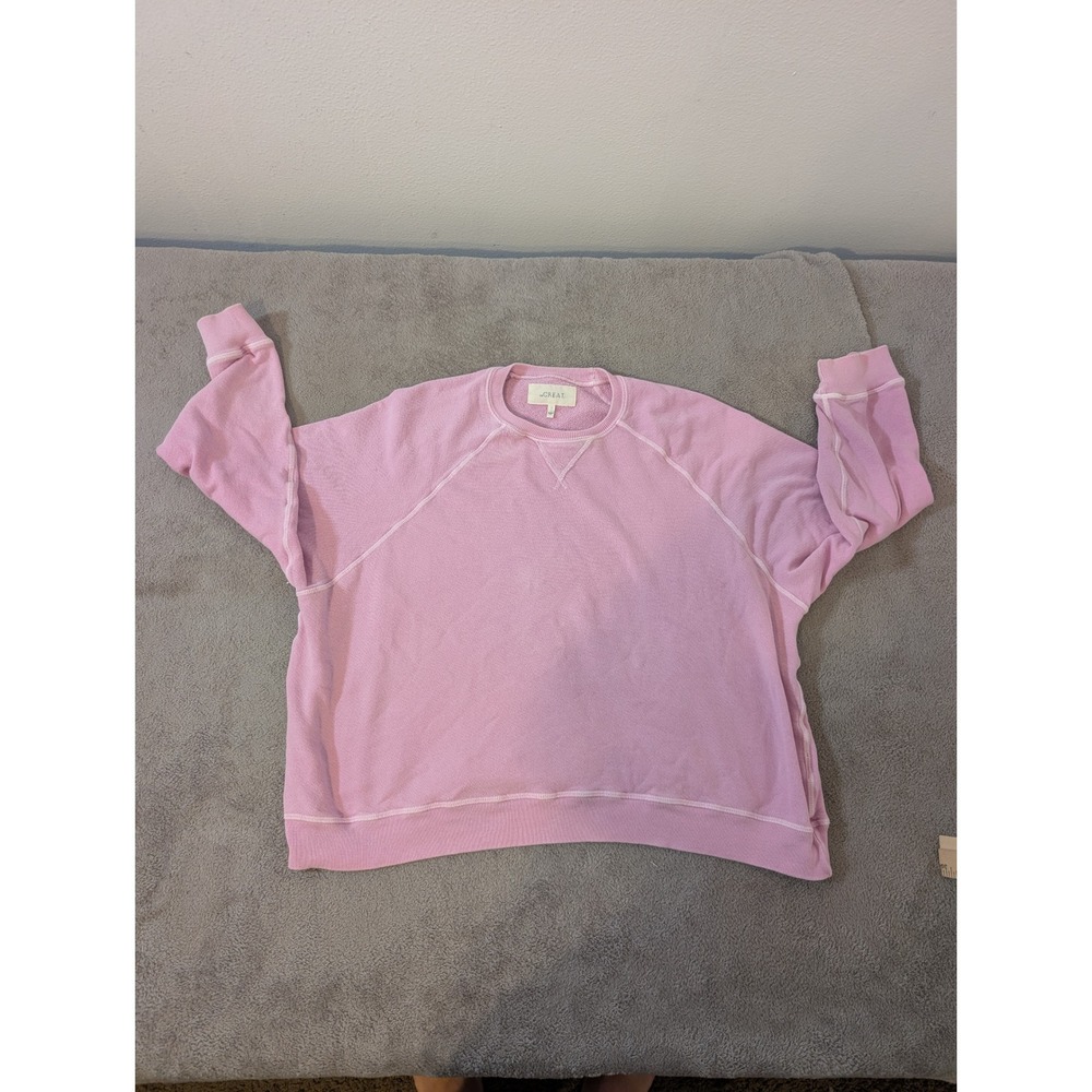 The Great The Slouch Sweatshirt Pink French Terry Cotton Raglan Size 1
